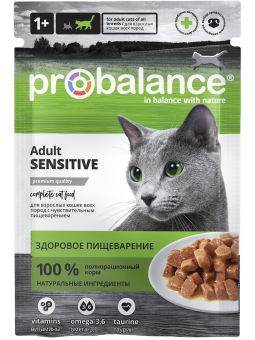 Консервированный корм для кошек Probalance Чувствительное пищеварение, 85г