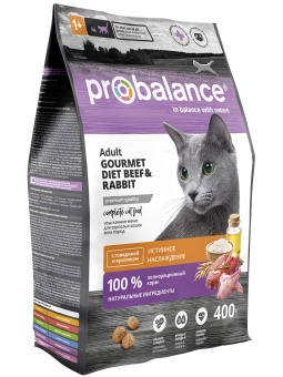 Сухой корм для кошек Probalance Рацион гурмана с говядиной и кроликом, 400г