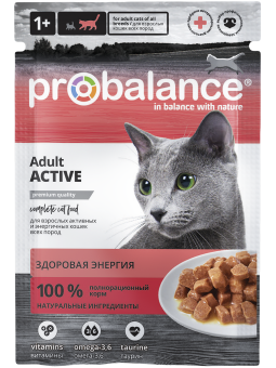 Консервированный корм для активных кошек Probalance Активность и энергия, 85г